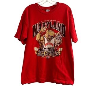 Maryland Terrapins NCAA Champs 2002 T-Shirt Red Unisex Size L Vintage basketball